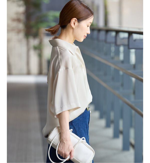 IENA「《接触冷感/UVカット》サテンポケット付きシャツ」|シャツ・ブラウス|