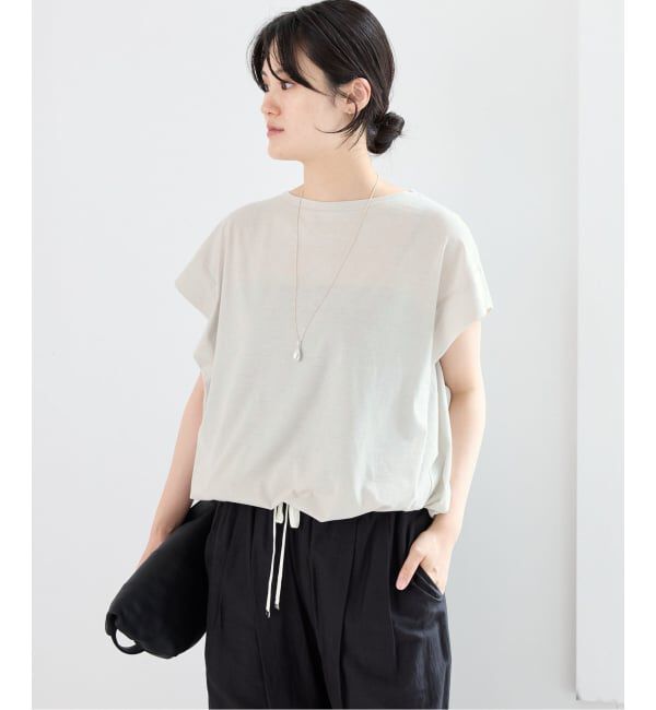 IENA「《追加2/接触冷感》フレンチタックスリーブ ドロストTシャツ」|Tシャツ・カットソー|