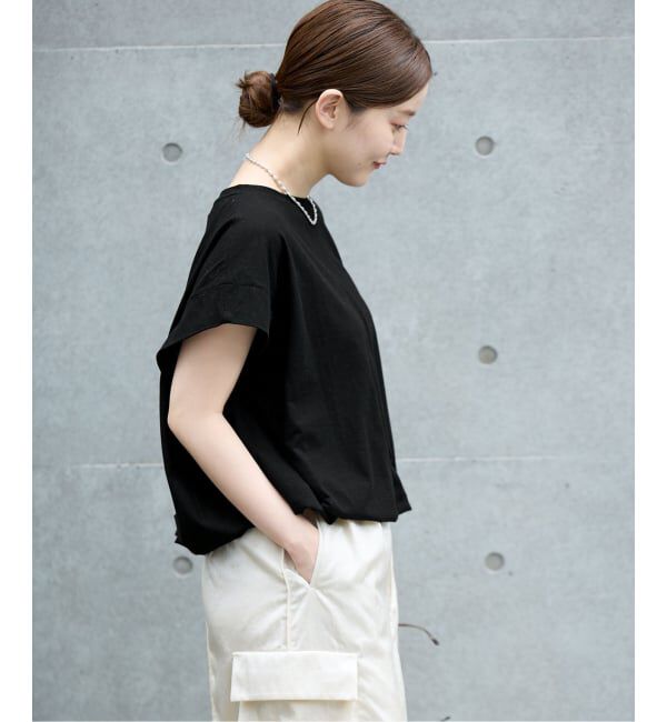IENA「《追加2/接触冷感》フレンチタックスリーブ ドロストTシャツ」|Tシャツ・カットソー|