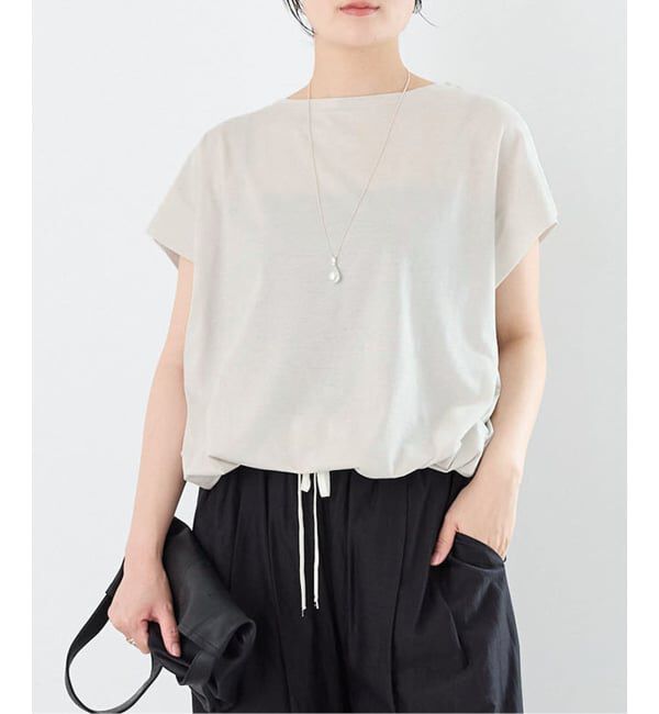 IENA「《追加2/接触冷感》フレンチタックスリーブ ドロストTシャツ」|Tシャツ・カットソー|グレーA