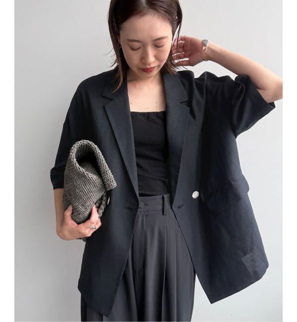 SLOBE IENA「《WEB限定/追加3》リネンレーヨンハーフスリーブジャケット」|その他|