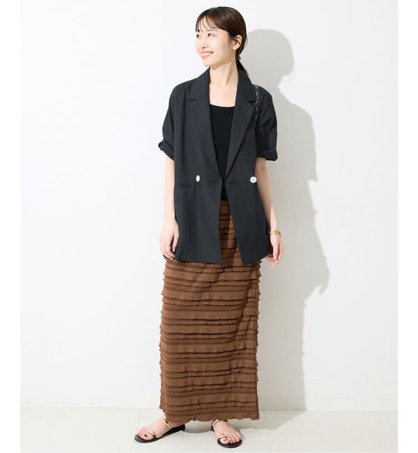 SLOBE IENA「《WEB限定/追加3》リネンレーヨンハーフスリーブジャケット」|その他|