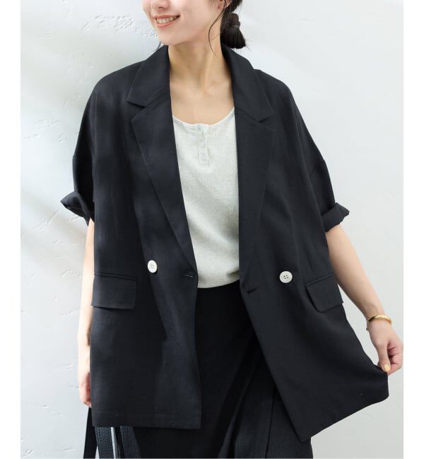 SLOBE IENA「《WEB限定/追加3》リネンレーヨンハーフスリーブジャケット」|その他|