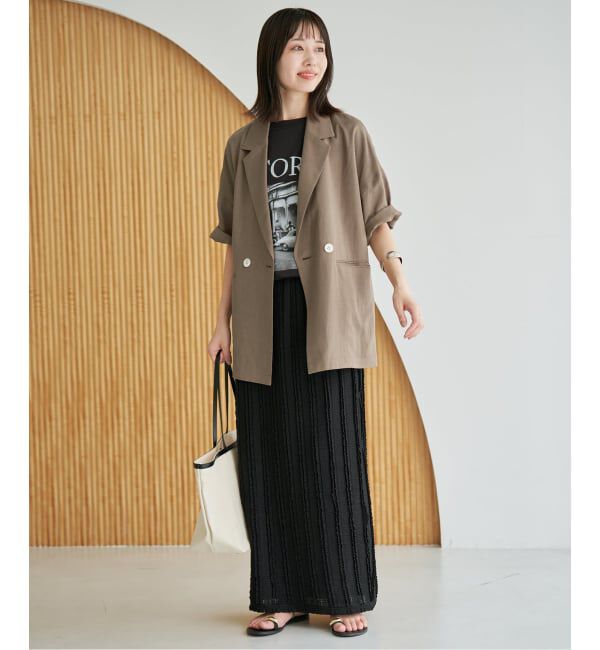 SLOBE IENA「《WEB限定/追加3》リネンレーヨンハーフスリーブジャケット」|その他|
