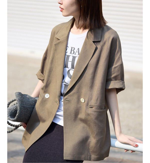 SLOBE IENA「《WEB限定/追加3》リネンレーヨンハーフスリーブジャケット」|その他|