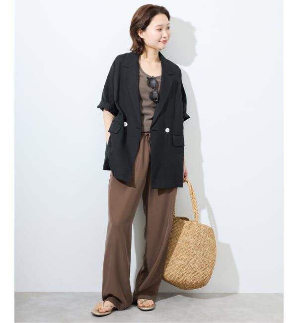 SLOBE IENA「《WEB限定/追加3》リネンレーヨンハーフスリーブジャケット」|その他|