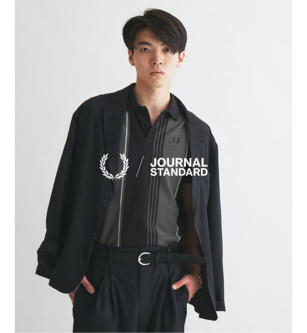 JOURNAL STANDARD「FRED PERRY / フレッドペリー 別注 ストライプ ピケ ポロシャツ」|ポロシャツ|ブラック D