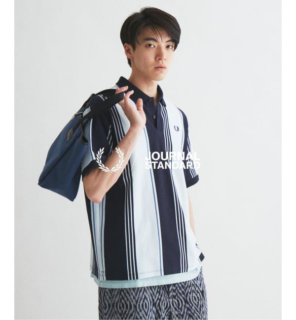 JOURNAL STANDARD「FRED PERRY / フレッドペリー 別注 ストライプ ピケ ポロシャツ」|ポロシャツ|ブルー