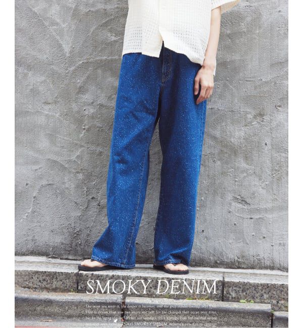 JOURNAL STANDARD relume「スモーキーデニム 11oz フェード ワイドパンツ」|デニム|ネイビー B