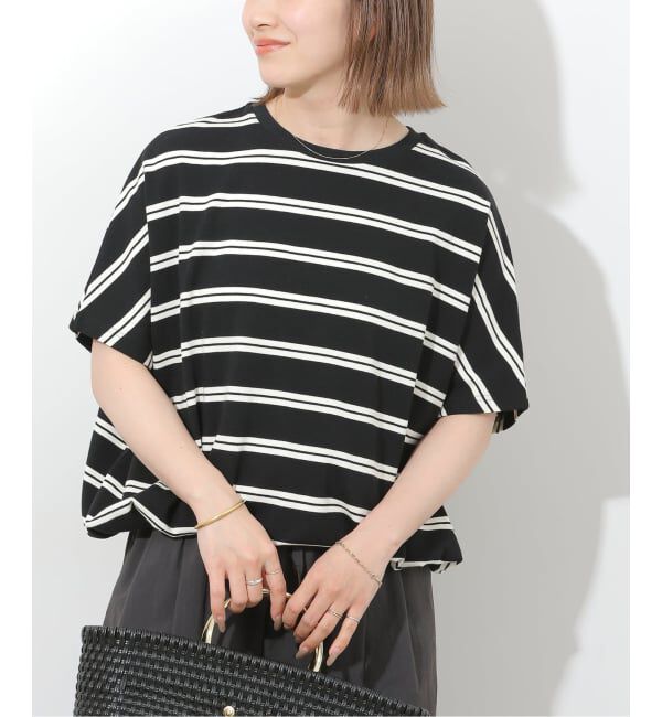 JOURNAL STANDARD relume「《一部WEB限定追加2》フレンチスリーブボーダーTシャツ」|Tシャツ・カットソー|ブラック A