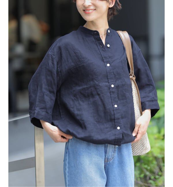 JOURNAL STANDARD relume「《追加 / 新色》カラーリネンドロストシャツ」|シャツ・ブラウス|ネイビー