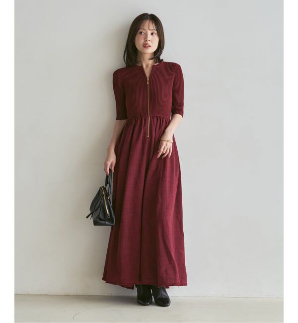 NOBLE「《追加・新色》【洗える】フロントジップドッキングワンピース」|ワンピース|