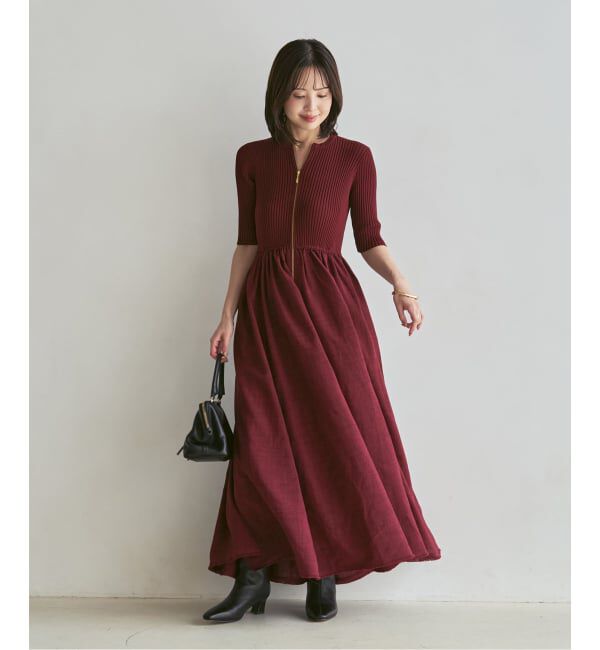 NOBLE「《追加・新色》【洗える】フロントジップドッキングワンピース」|ワンピース|