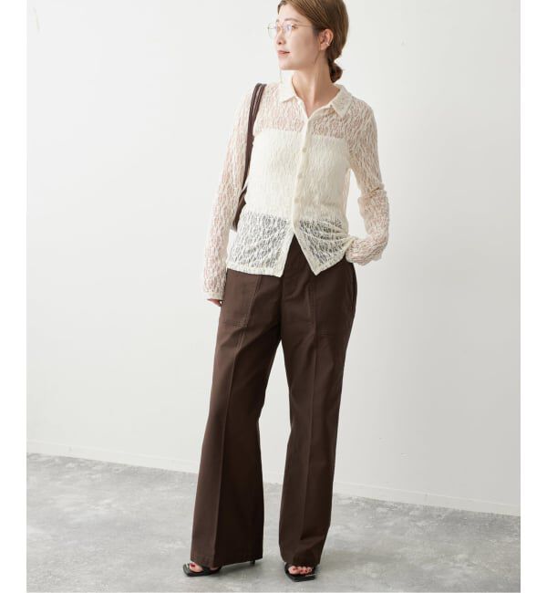 Spick and Span「《WEB限定カラー有り / 予約》バックサテンストレッチベイカーパンツ」|カーゴ|