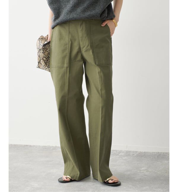 Spick and Span「《WEB限定カラー有り / 予約》バックサテンストレッチベイカーパンツ」|カーゴ|