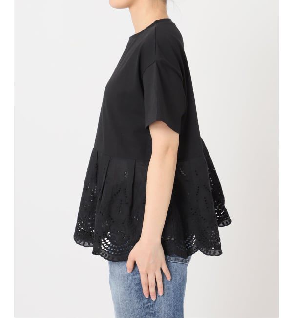 Spick and Span「《WEB限定 / 追加予約》カットワークレースペプラムTシャツ」|Tシャツ・カットソー|