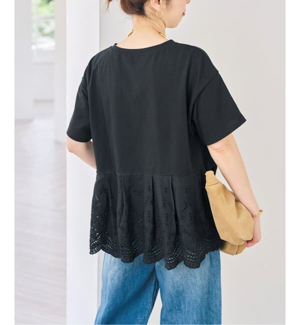 Spick and Span「《WEB限定 / 追加予約》カットワークレースペプラムTシャツ」|Tシャツ・カットソー|