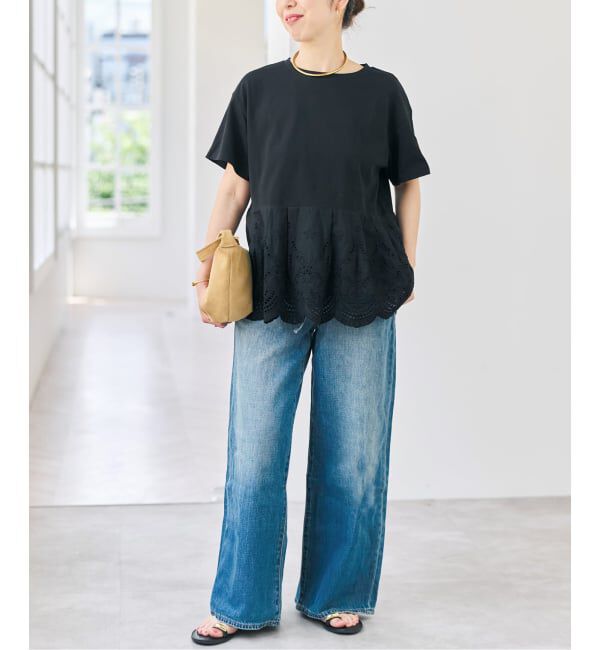 Spick and Span「《WEB限定 / 追加予約》カットワークレースペプラムTシャツ」|Tシャツ・カットソー|