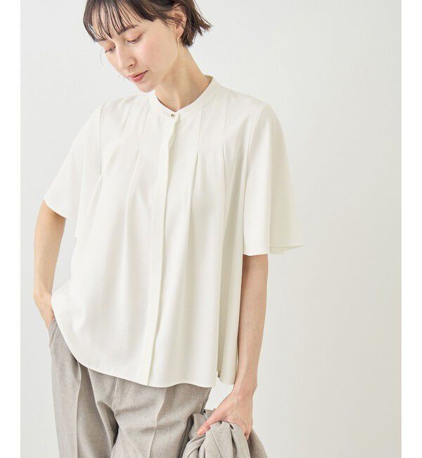 Rope&rsquo;Picnic「ジョーゼットタックハーフスリーブブラウス」|シャツ・ブラウス|