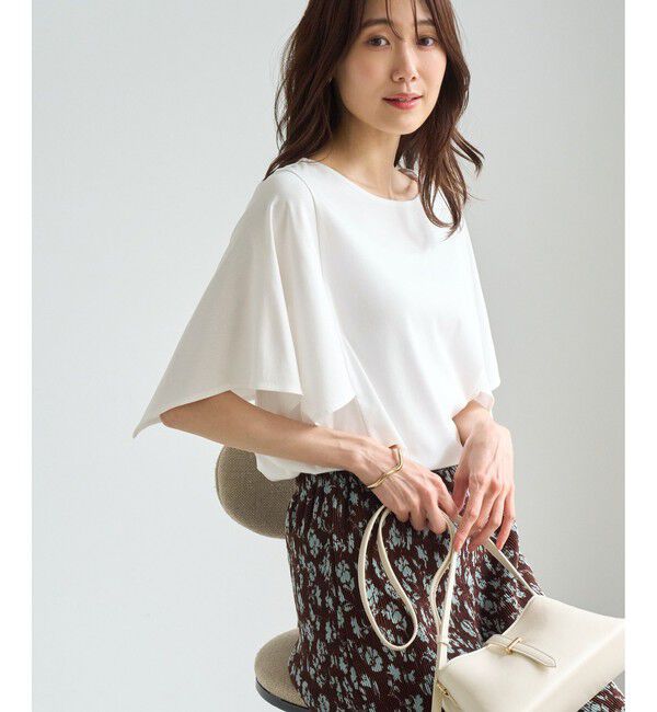 Rope&rsquo;Picnic「70シルケットハンカチスリーブトップス/UVカット・接触冷感」|Tシャツ・カットソー|