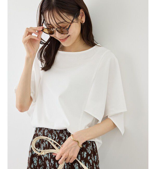 Rope&rsquo;Picnic「70シルケットハンカチスリーブトップス/UVカット・接触冷感」|Tシャツ・カットソー|