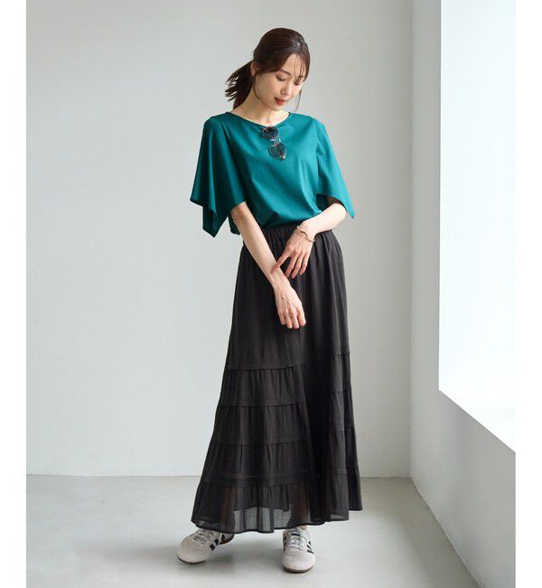 Rope&rsquo;Picnic「70シルケットハンカチスリーブトップス/UVカット・接触冷感」|Tシャツ・カットソー|