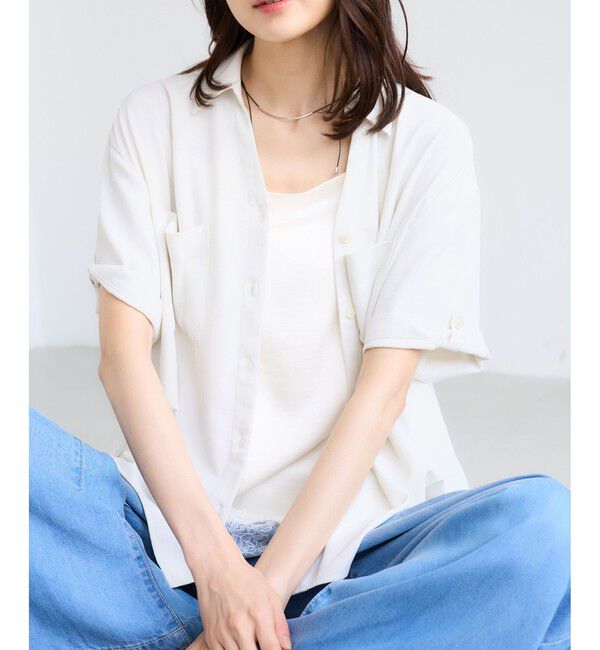 Rope&rsquo;Picnic「【ちゃんと+かわいい保証】カットジョーゼットスキッパーブラウス/UVケア・接触冷感・防シワ」|シャツ・ブラウス|