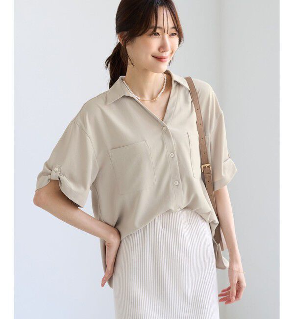 Rope&rsquo;Picnic「【ちゃんと+かわいい保証】カットジョーゼットスキッパーブラウス/UVケア・接触冷感・防シワ」|シャツ・ブラウス|