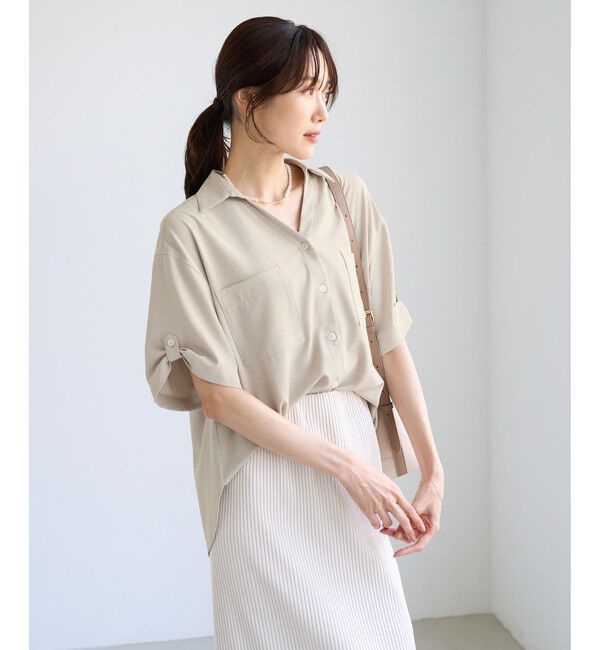 Rope&rsquo;Picnic「【ちゃんと+かわいい保証】カットジョーゼットスキッパーブラウス/UVケア・接触冷感・防シワ」|シャツ・ブラウス|