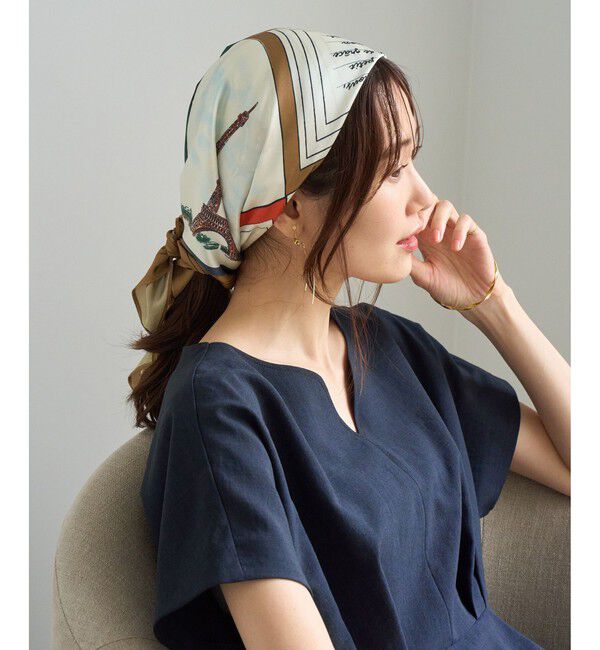 ROPE PICNIC PASSAGE「PARIS Peaceful Scenery スカーフ 70cm」|バンダナ・スカーフ|