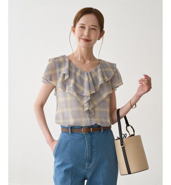 Rope&rsquo;Picnic「シアーマドラスチェックボイルブラウス」|シャツ・ブラウス|