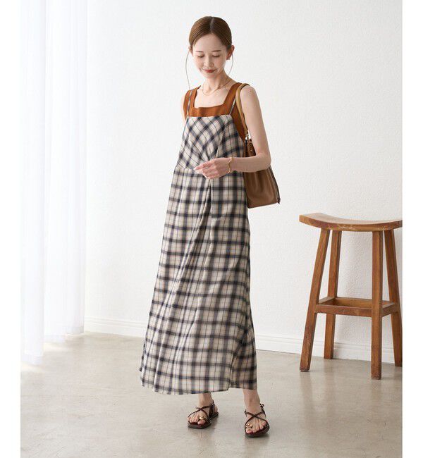 Rope&rsquo;Picnic「【一部店舗限定】シアーマドラスチェックボイルキャミワンピース」|ワンピース|