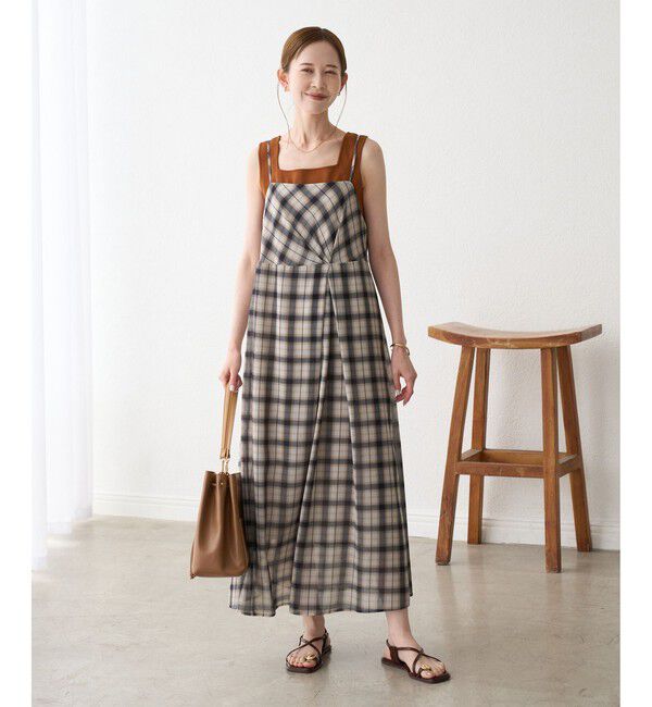 Rope&rsquo;Picnic「【一部店舗限定】シアーマドラスチェックボイルキャミワンピース」|ワンピース|