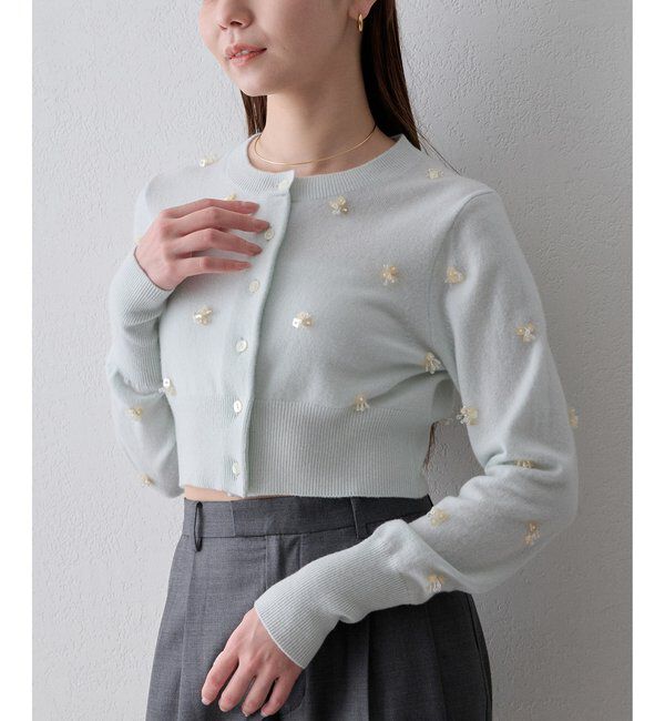  「《アンサンブル対応》ビーズ刺繍ニットカーディガン」|ニット・セーター|