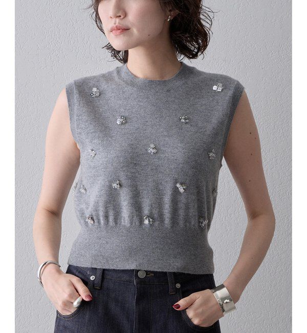  「《アンサンブル対応》ビーズ刺繍ニットベスト」|ニット・セーター|
