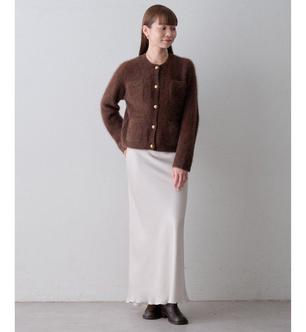  「カシミヤ混ファークルーネックニットジャケット」|ニット・セーター|