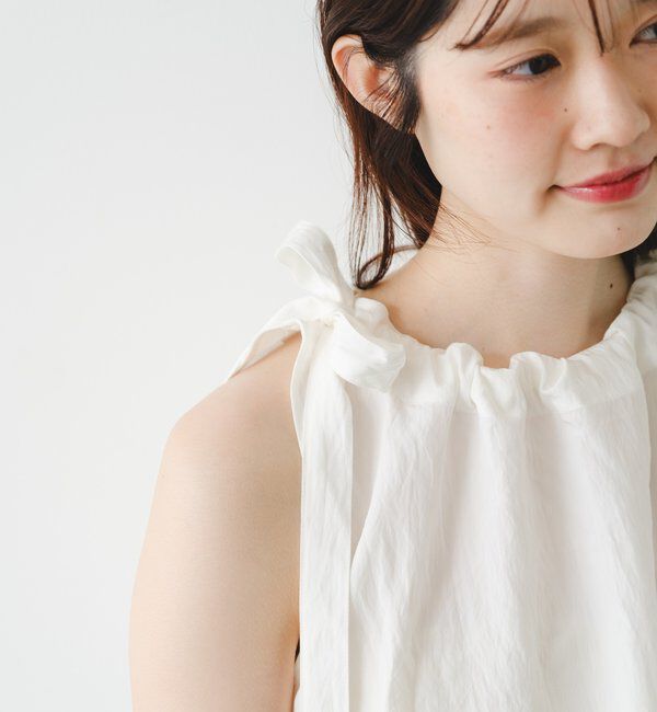  「リボンネックノースリトップス」|シャツ・ブラウス|