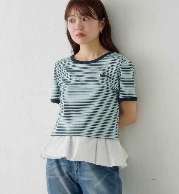  「ボーダー刺繍TEE」|Tシャツ・カットソー|