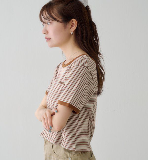  「ボーダー刺繍TEE」|Tシャツ・カットソー|
