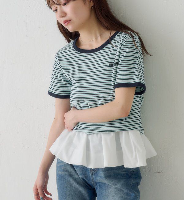  「ボーダー刺繍TEE」|Tシャツ・カットソー|