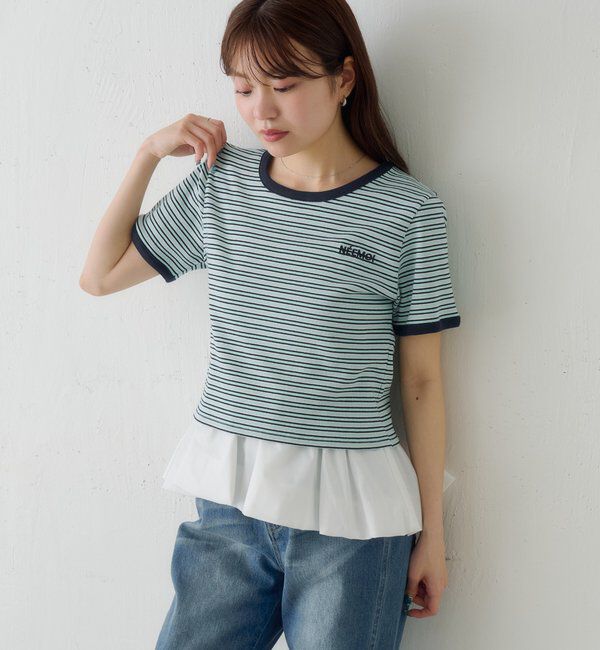  「ボーダー刺繍TEE」|Tシャツ・カットソー|