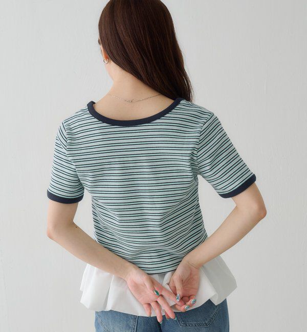  「ボーダー刺繍TEE」|Tシャツ・カットソー|