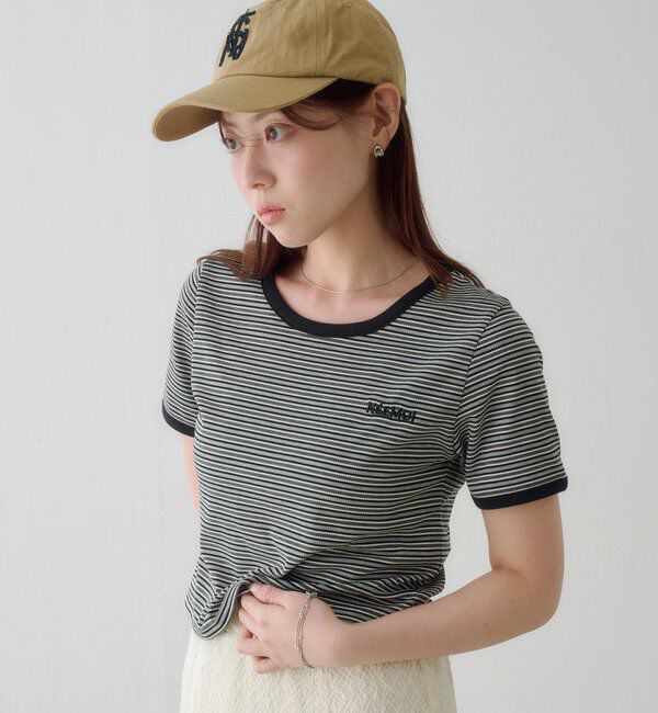  「ボーダー刺繍TEE」|Tシャツ・カットソー|