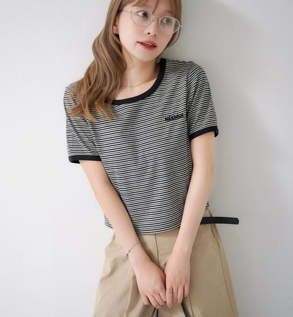  「ボーダー刺繍TEE」|Tシャツ・カットソー|