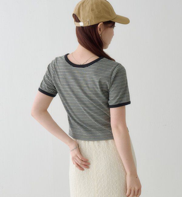 「ボーダー刺繍TEE」|Tシャツ・カットソー|