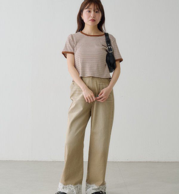  「ボーダー刺繍TEE」|Tシャツ・カットソー|