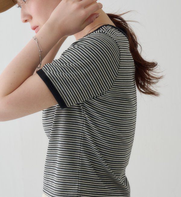  「ボーダー刺繍TEE」|Tシャツ・カットソー|