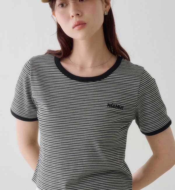  「ボーダー刺繍TEE」|Tシャツ・カットソー|