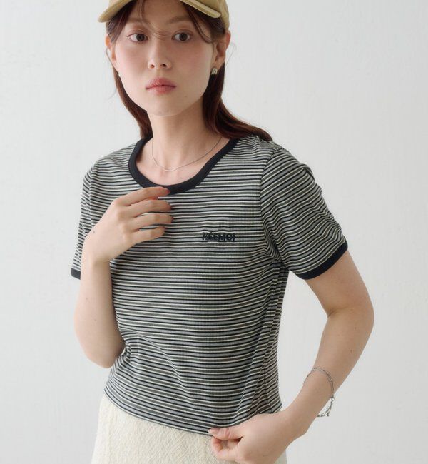 「ボーダー刺繍TEE」|Tシャツ・カットソー|