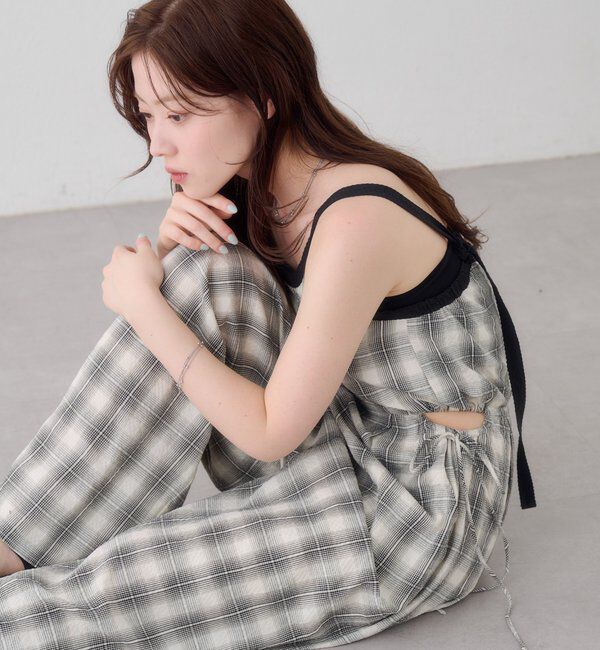  「【2サイズ展開/低身長サイズ】ホルターキャミサロペット」|オールインワン|